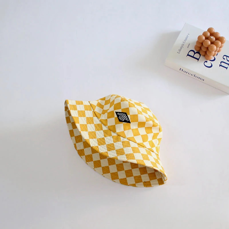 Checkerboard Pattern Kids Bucket Hat Cute Plaid Baby Boys Girls Sun Hat Soft Kids Children Fisherman Panama Caps 250528
