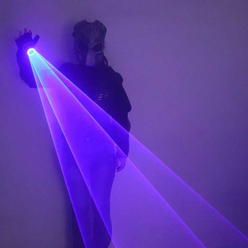 Blue Auto Rotating Laser Gloves Finger Lamp Whirlwind Handheld Tunnel Effect LED Lighting Gloves DJ Dancing Club Party Supplies W250528