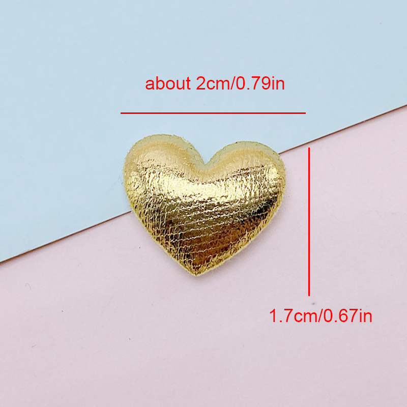 100Pcs 2CM Shiny Fabric Star Heart Padded Appliques Sew on Patches Embellishment for Scrapbooking Cake Topper Hair Clip Accessories