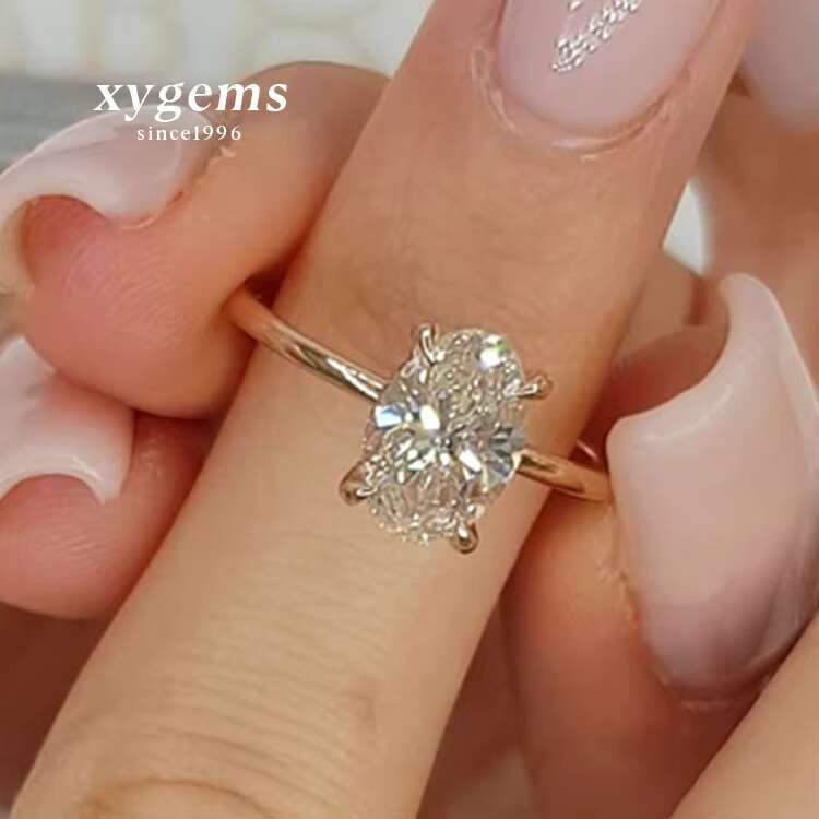 14k/18k Genuine Rose Gold Oval Shaped Moissanite Engagement Ring