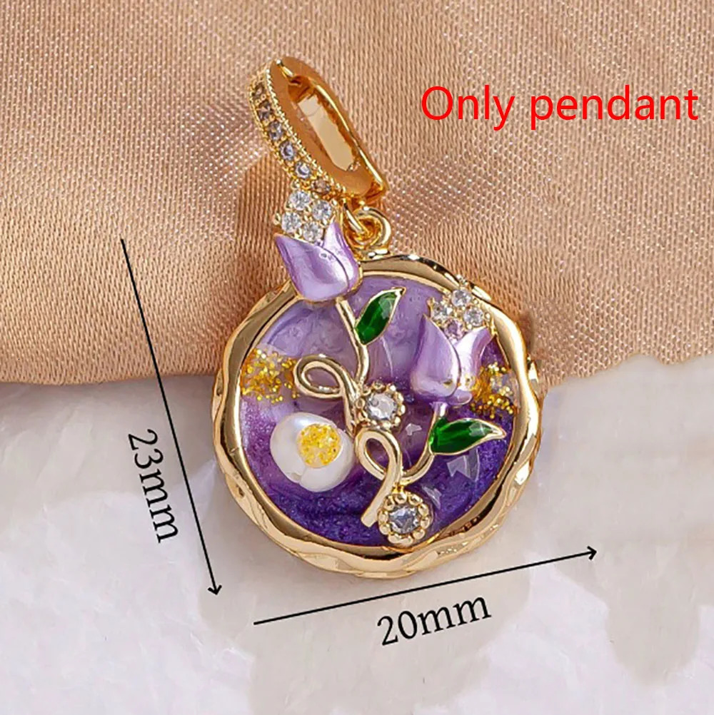 Natural Pearl flower Necklace Oil Painting DIY Pendant Fairy Oil Painting Pearl Flower DIY Pendant For Necklace Gifts Vintage 250520