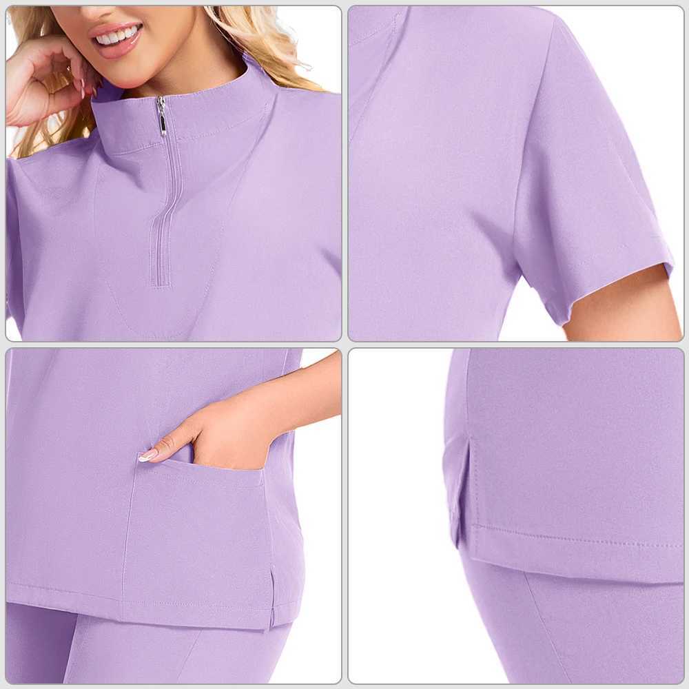 Manufacturer Spa Workwear Medical Scrubs Fashionable Women Stretch Fabric Hospital Nursing Two Piece Nurse Scrub Sets Uniform X250528