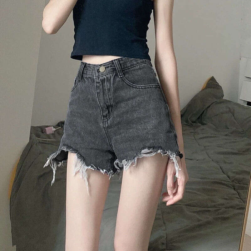 Shorts Women Denim Shorts Women S Summer Denim Shorts Stylish Thin Plus Size Slimming High Waist Ripped A Line Frayed Hot Pants Trendy Ins Style Jean 
