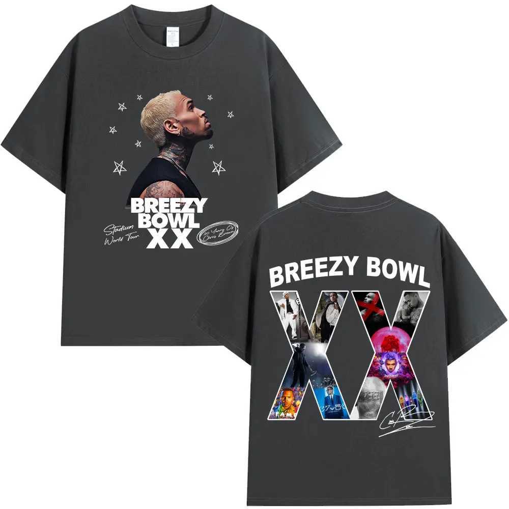 Chris Brown Brzy Bowl XX 2025 Tour Concert Merch T-shirt Mens Women Fashion Hip Hop T Shirt Cotton Casual Oversized T-shirts X250528