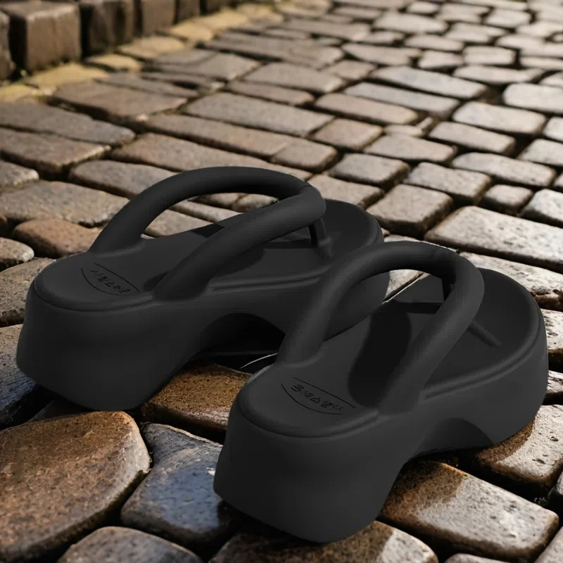 Thick-Soled Flip-Flops Womens Wedge-Heeled Eva Slippers Summer Outer Wear Non-Slip Heightening Sandals Summer Sandals 250523