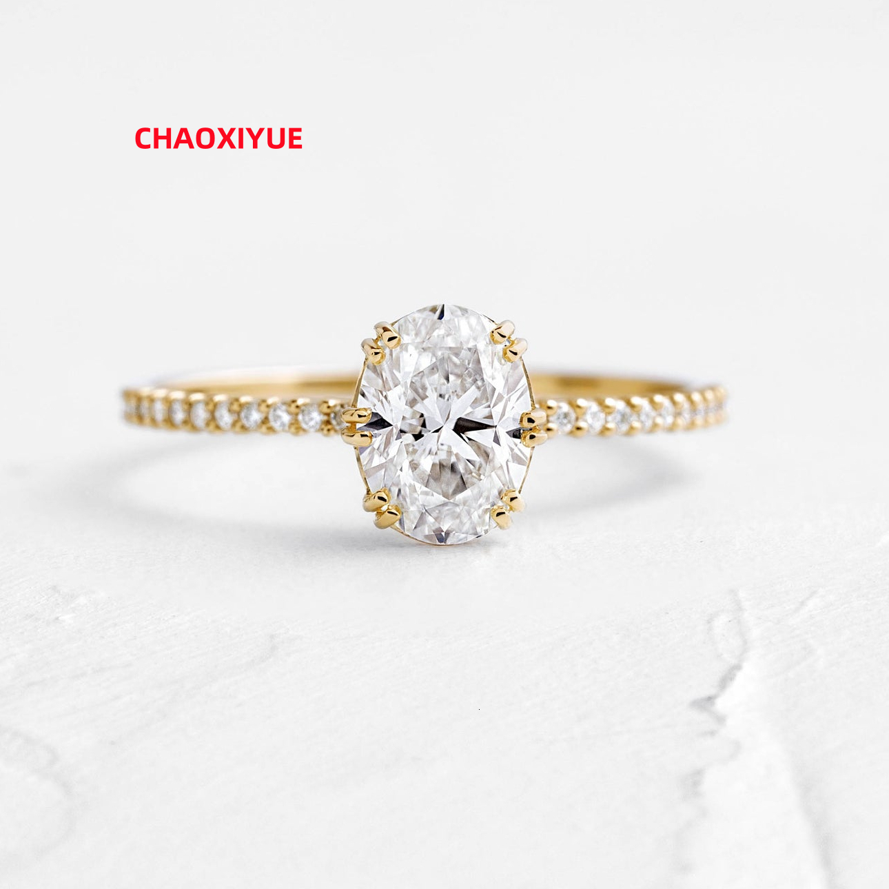 Custom Original Oval Brilliant Cut Focal Genuine Diamond Sterling Silver High Quality Ladies Luxury Fashion Engagement Ring