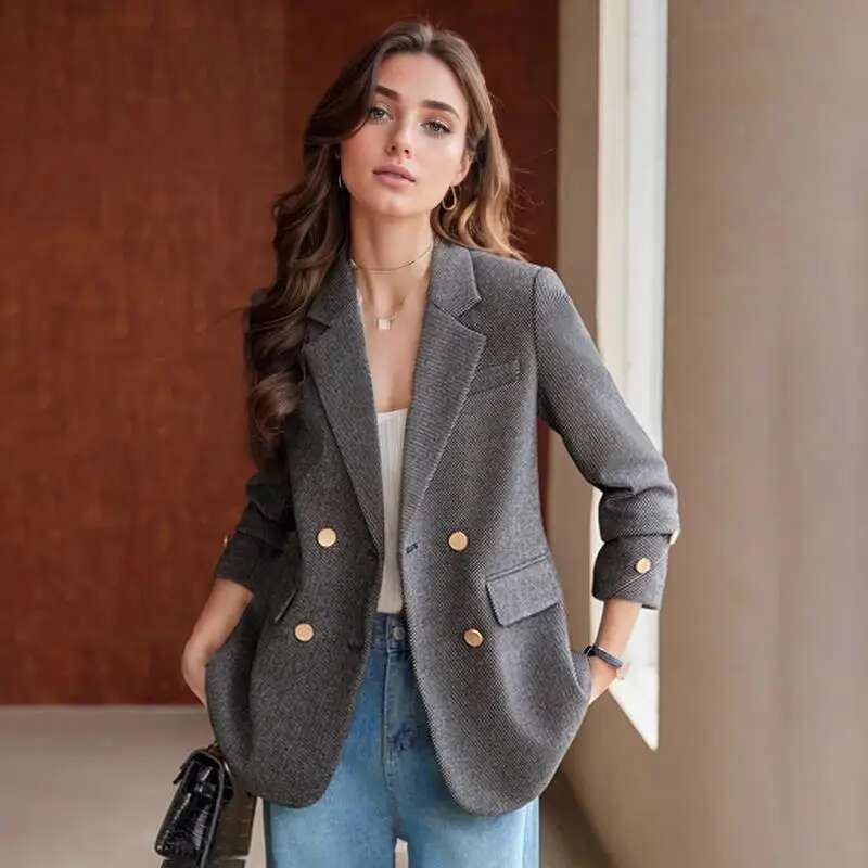 Brand Blazers Women Clothing Autumn Winter Button Office Ladies Coat Design Jacket Long Sleeve Outerwear Suits New