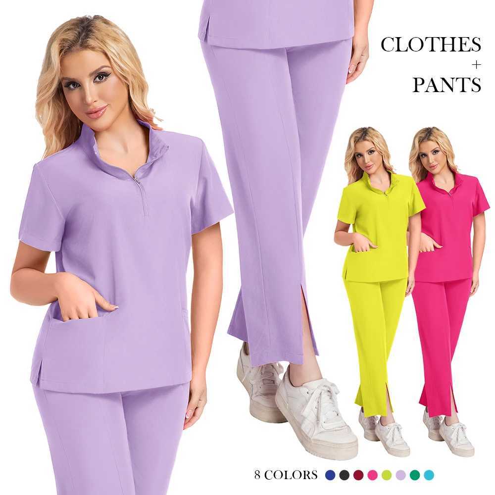 Manufacturer Spa Workwear Medical Scrubs Fashionable Women Stretch Fabric Hospital Nursing Two Piece Nurse Scrub Sets Uniform X250528