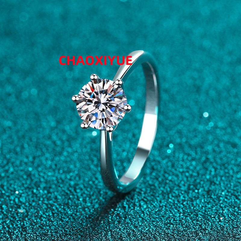 925 Sterling Silver Moissanite Ring Pretty Precious Gemstone Plated Wedding Gift Ring