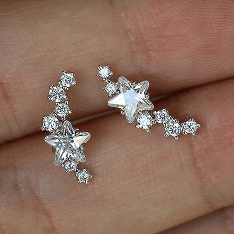 Huitan Dainty Stars Stud Earrings for Women Low-key Exquisite Girls Ear Accessories Daily Wear Simple Stylish Jewelry Drop Ship 250527