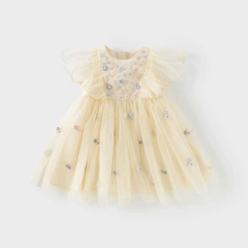 Dave Bella Summer Girls Baby Princess Dress Charm Elegant Cute Mesh Embroidered Floral Dress Party Gentle Outdoor DB2250967 X250528