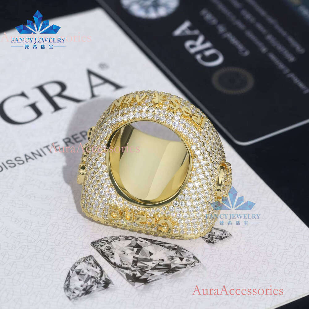 High-end Custom Gold Plated Championship Rings Men Sier Letter Number Moissanite Dia Hiphop Cluster Jewelry Weddings
