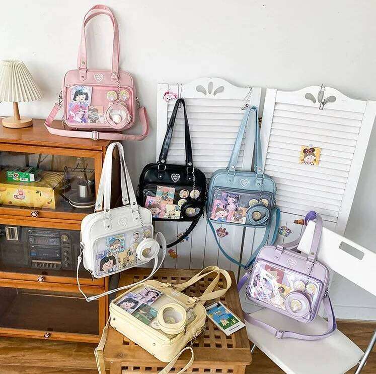 JIAERDI Lolita Heart White Handbag Women New Japanese Style Kawaii Pu Leather Ita Bags Female Haruku Sweet Tote Bolso Mujer
