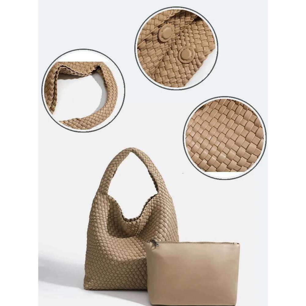 Designer Hand knitting PU Large women's Woven tote Mistress gift original mark bags CasuaL side bag for women