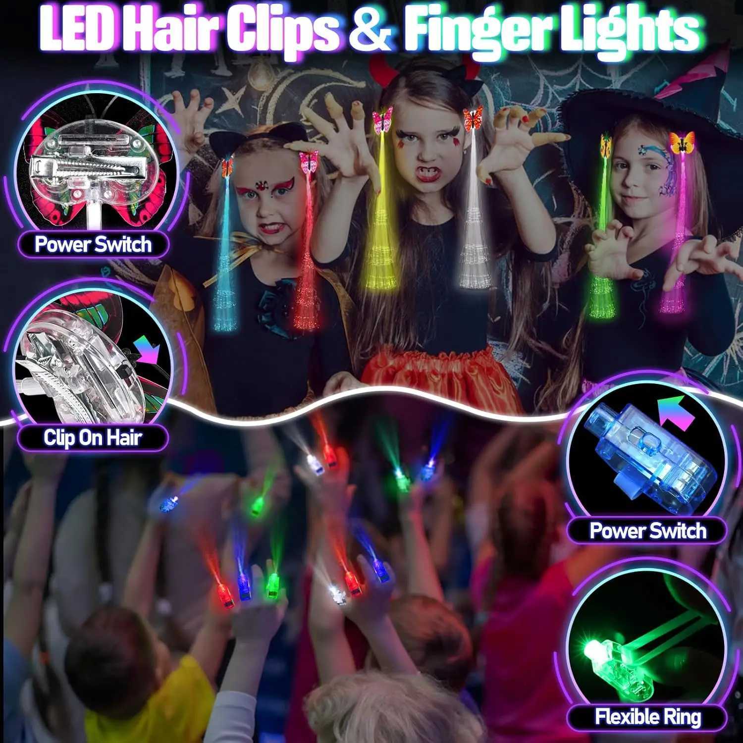 286-Pack LED Party Supplies Glow Glasses Tubes Hair Clips Sticks DIY Bracelets Headbands for Neon Party W250528