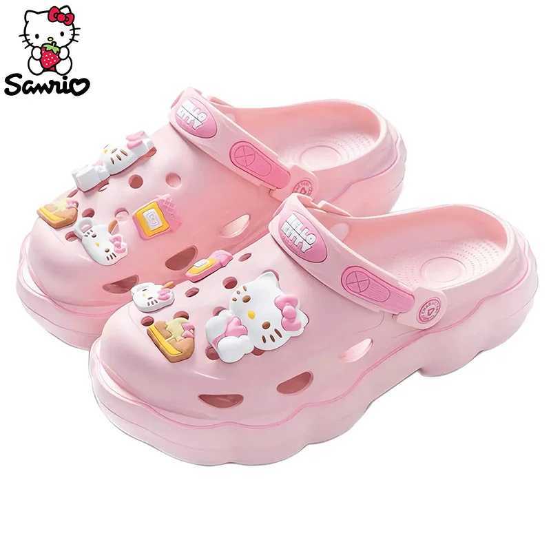 Sanrio Sanrio Slippers Hello Kitty Cinnamoroll Summer Shoes Beach Sandals Kuromi Flip Flops Outdoor Soft Sole Fashion Gift Girl Women w250528