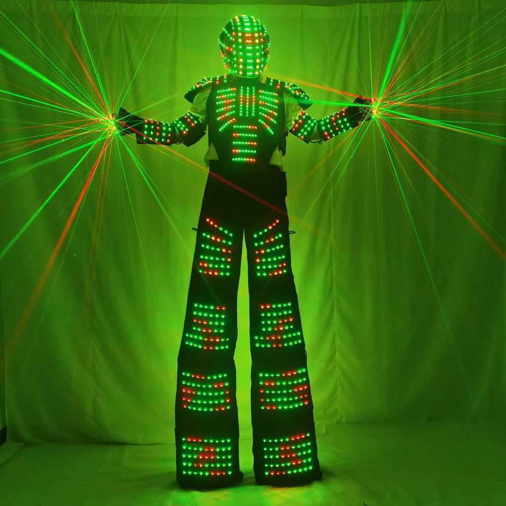 Full Color Pixel LED Robot Costume David Guetta LED Robot Suit Laser Robot Jacket Ranger Stilts Clothes Luminous Costumes W250528