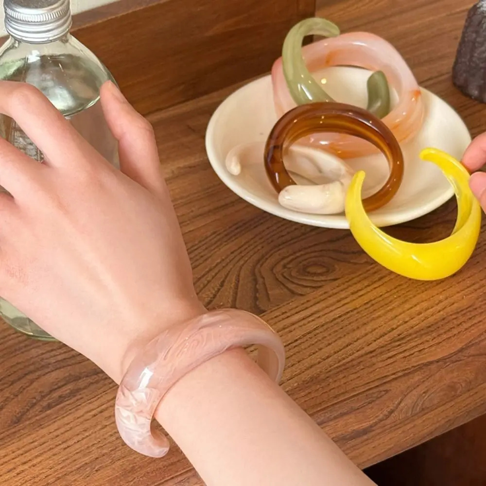 Europe American Style Wide Open Bangle Irregular Acrylic Resin Temperament Fashionable Exaggerated Bracelet Women 250517