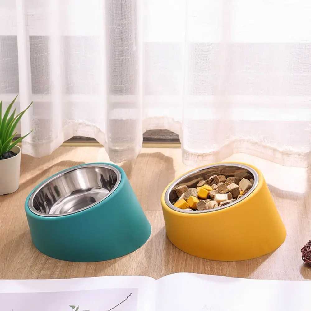 New Stainless Steel Dog Feeder Anti Rollover Large Capacity Neck Protection Bowl Durable Anti Overturning Cat Bowl Y250528