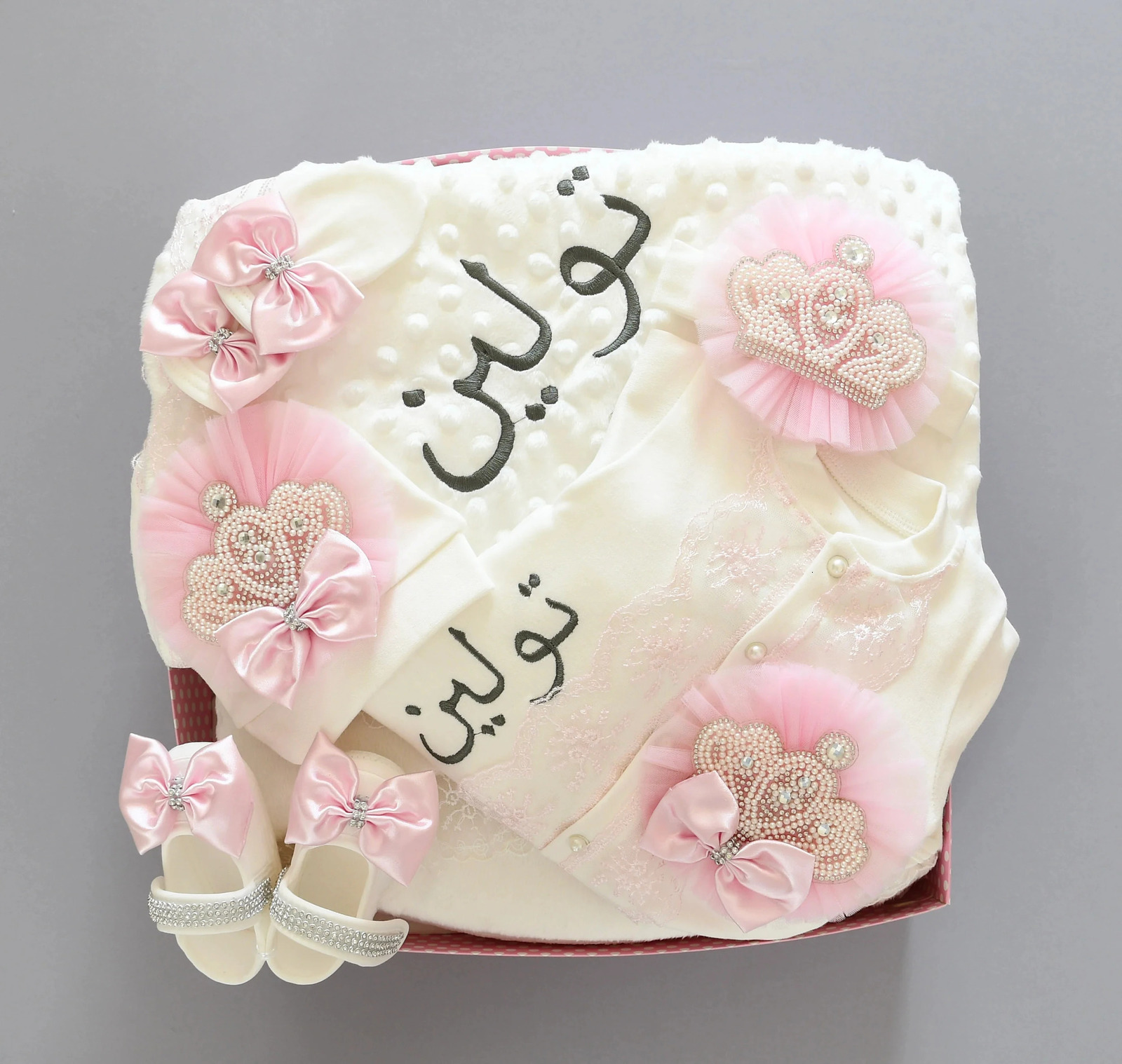 Dollbling Embroidery Name Parajam Royal UK Baby Gift Set Cotton born Nursery Bedding receiving Blanket Pography Outfit 250517