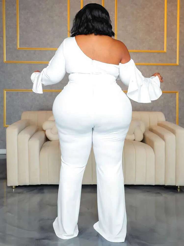 Elegant Woman Jumpsuit Autumn Slash Neck Jumpsuit Casual Woman Clothes One Piece Long Sleeve Jumpsuit Sexy Plus Size Looks