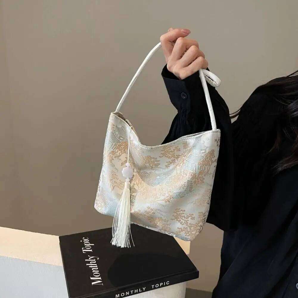 Trendy New Chinese Style Shoulder Retro Portable Women Handbags Large Capacity Bucket Messenger Bag