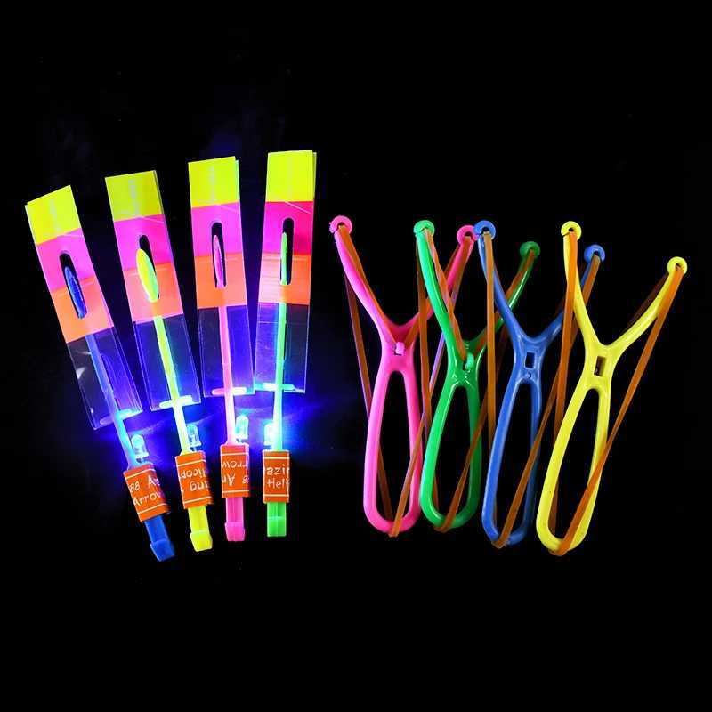 20/5Pcs LED Light Rubber Band Catapult Helicopter Flying Toys Fun Arrow Rocket Kids Birthday Party Favors Gift Bag Pinata Filler W250528