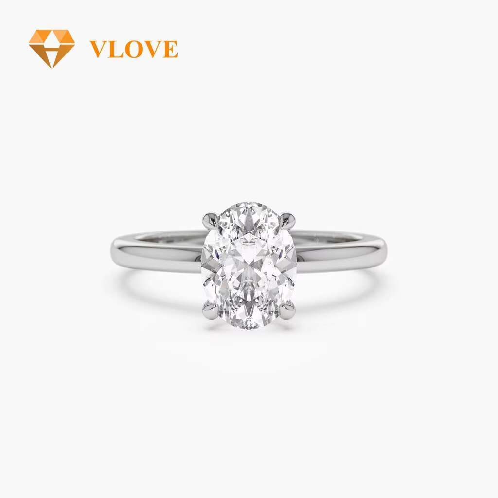 VLOVE Luxurious Jewelry Pieces Custom Design Rings 14k 1ct Oval Shaped Lab Grown Diamond Engagement Ring
