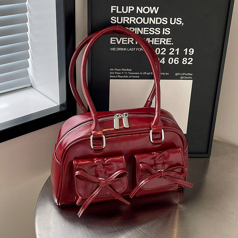 Free Shipping Designer Bag Large Capacity PU For Women 2025 New Ballet Style Bow Underarm Versatile Shoulder Bag Handbag