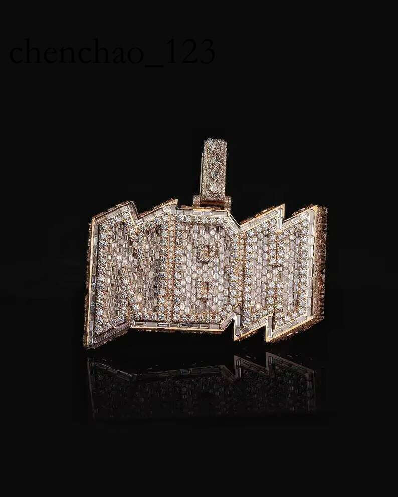 Buss Down Rapper Style Custom Sterling Sier Dia VVS1 Moissanite Iced Out Chain Necklace Pendant