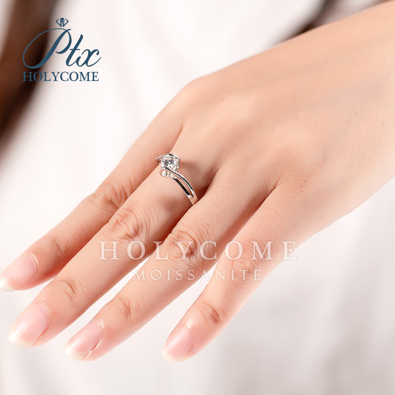 Eternal Heart 925 Sterling Silver Wedding Engagement Ring Fine Jewelry Women Round Cut D Color 0.5ct 5.0mm Moissanite Diamond Rings