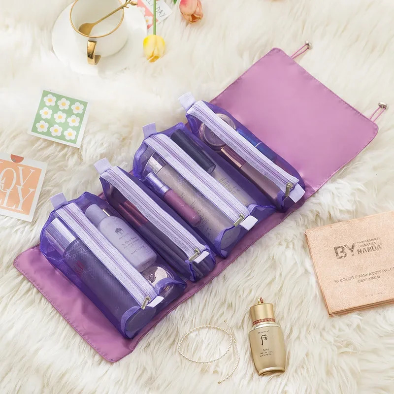 Divisible four-in-one cosmetic storage portable multi-layer large capacity folding makeup bag 250527