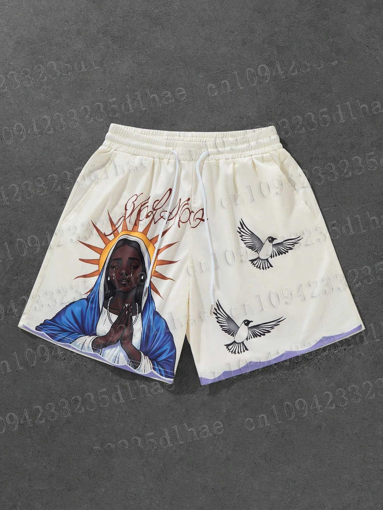 Shorts For Men With Black Eyes Shorts With Flower Prints In The Form Of ReligiousMens Gym Shorts Quick Drying Men Clothing X250528
