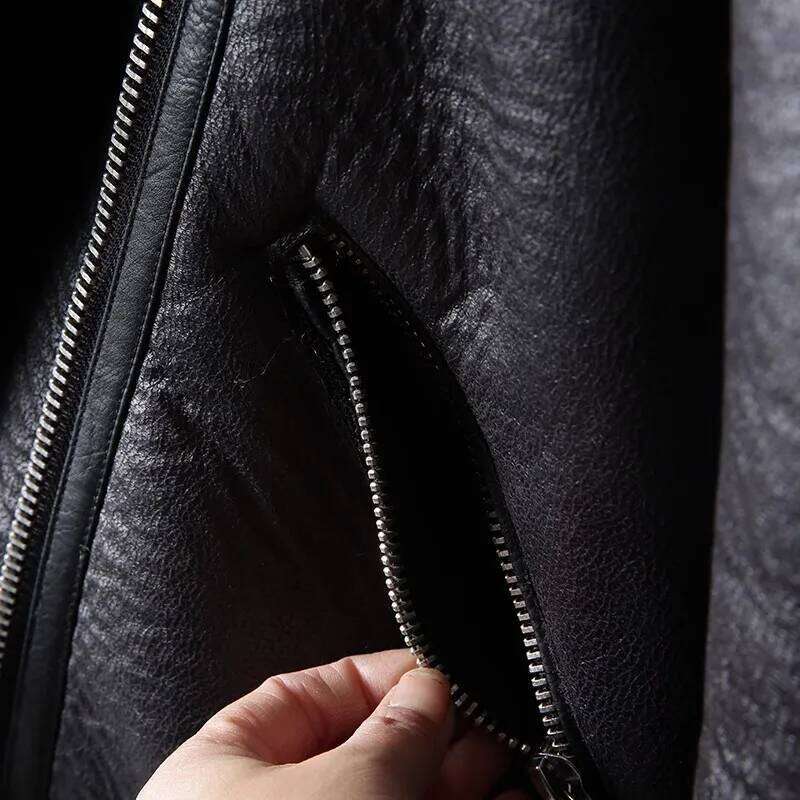 ZVRI Classic Women's 2024 Double Sided biker Jacket with Thick fur Warm black women's jacket