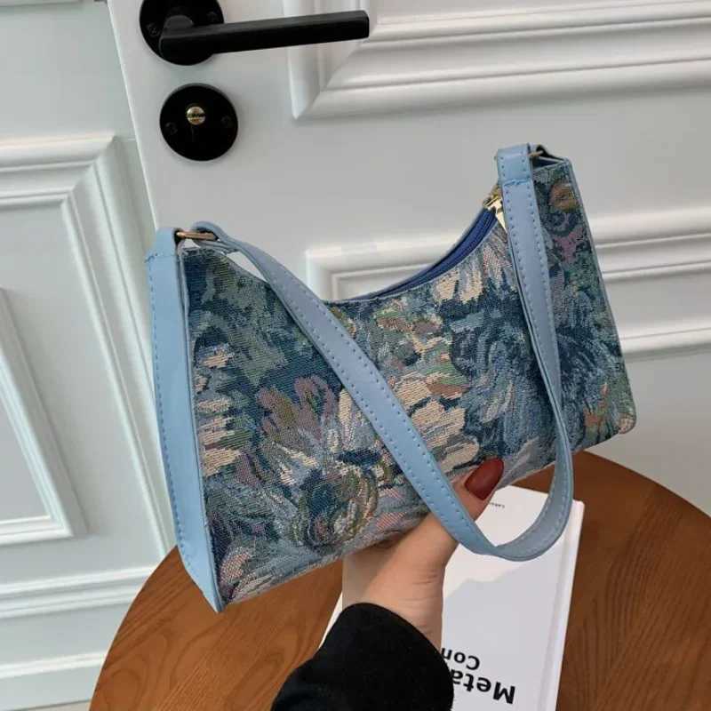 Womens Underarm Bags Autumn 2023 Trendy New Oil Painting Shoulder Bag Cute Simple Handbags and Purses Female Travel Small Totes Y250528