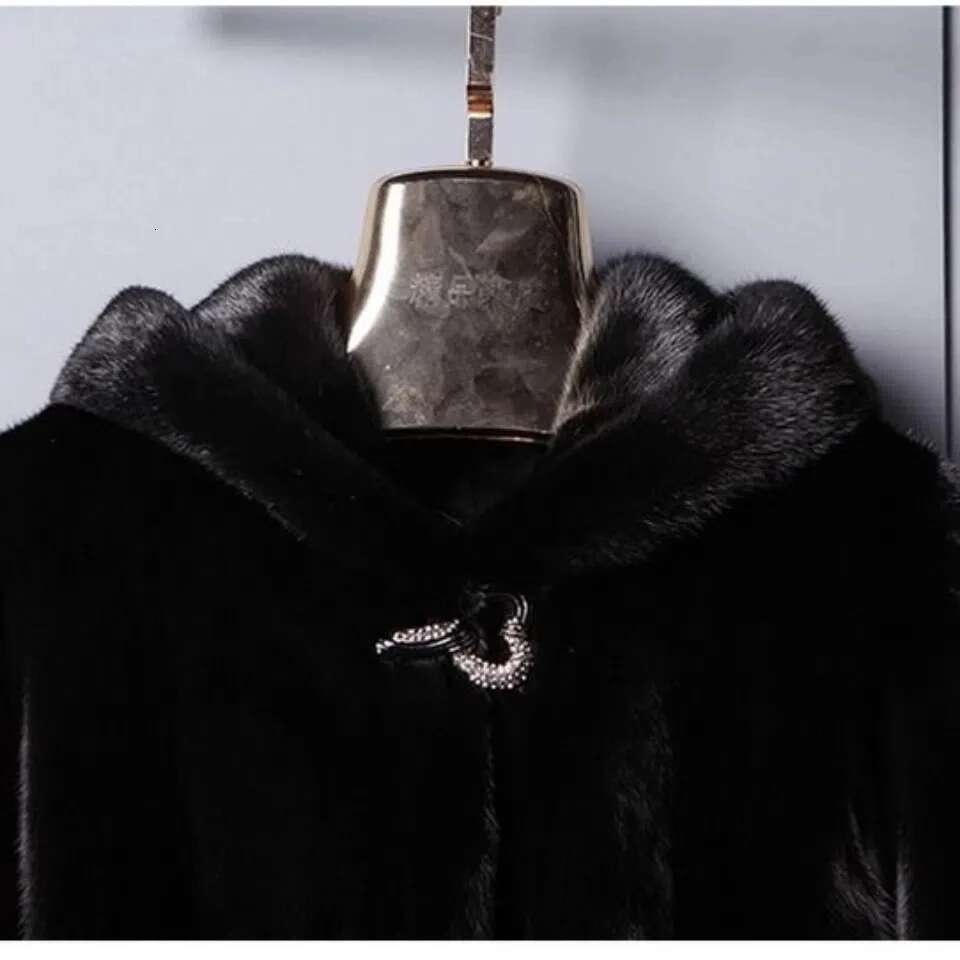 Women's Coat 9XL Thicken Parkas Middle-aged Mother Winter Hooded Mink Overcoat Fashion Warm Long Faux Fur Coats Female