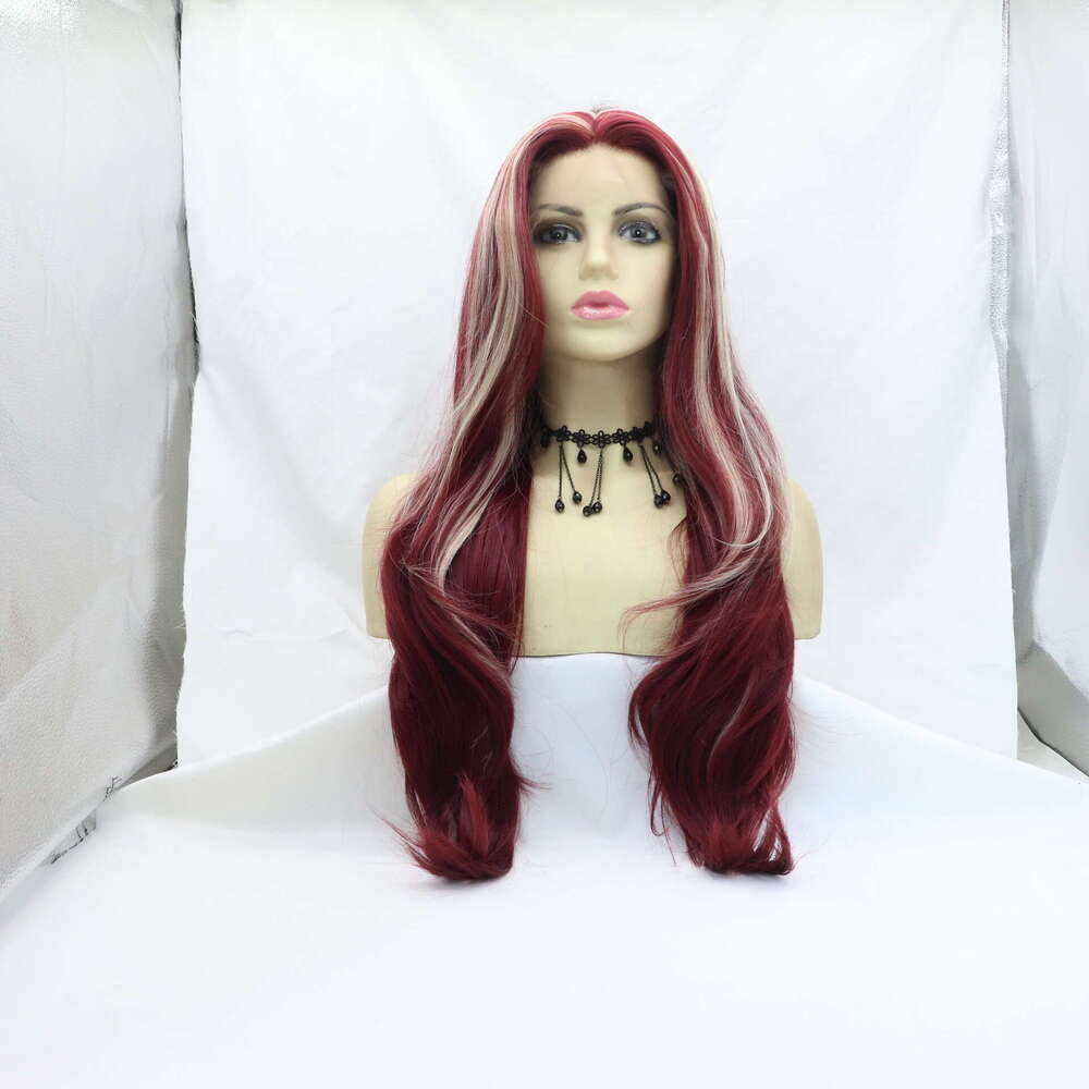 Mermaid Princess Red Middle Part Big Waves Synthetic High-Temperature Fiber Long Curly Hair