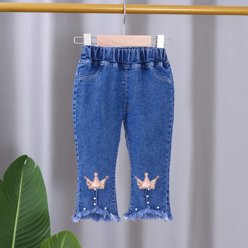 Childrens Jeans Spring and Autumn Girls Cartoon Elastic Horn Baby Fashion Pants 05 Years Old 250528