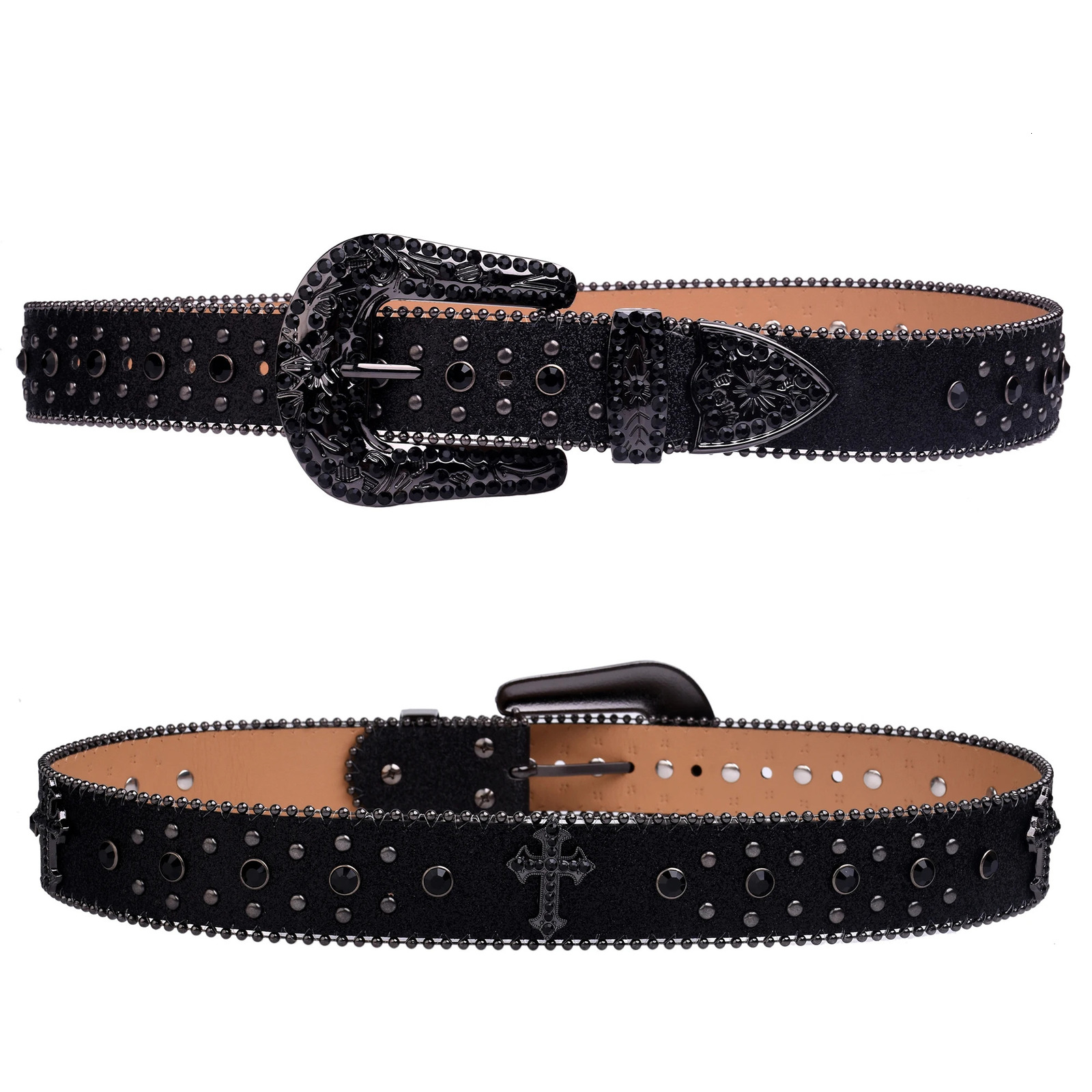 Man-made Diamond Belt ladies fashion Western Cowboy Rhinestone belt leather belt inlay man-made diamond belt jeans 250523