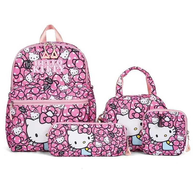 Sanrio 4pcs Sanrio hello kitty kuromi school bag cartoon backpack student backpack fashion cartoon pencil case shoulder messenger bag XJ250527