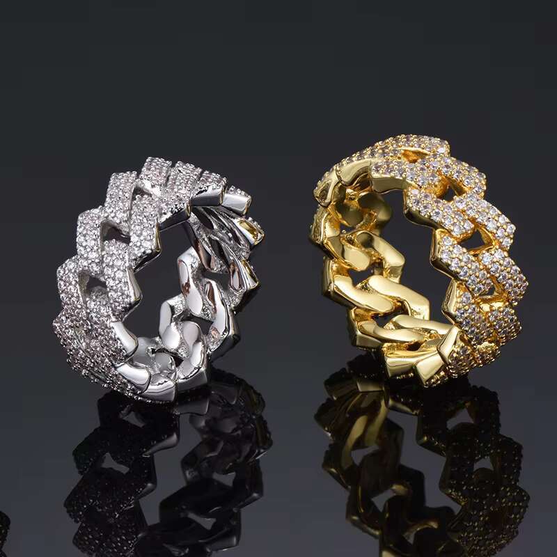 Mens Custom Hip Hop VVS Moissanite Diamond Cuban Rings