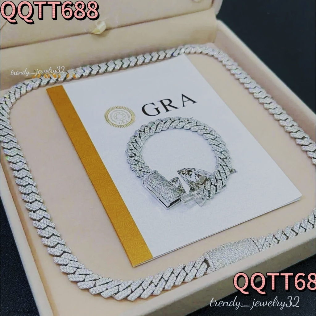 pendant necklaces designer for men Fine jewelry pass diamond tester iced out Miami chain necklace 925 Sterling Silver 14mm cuban link chain moissanite