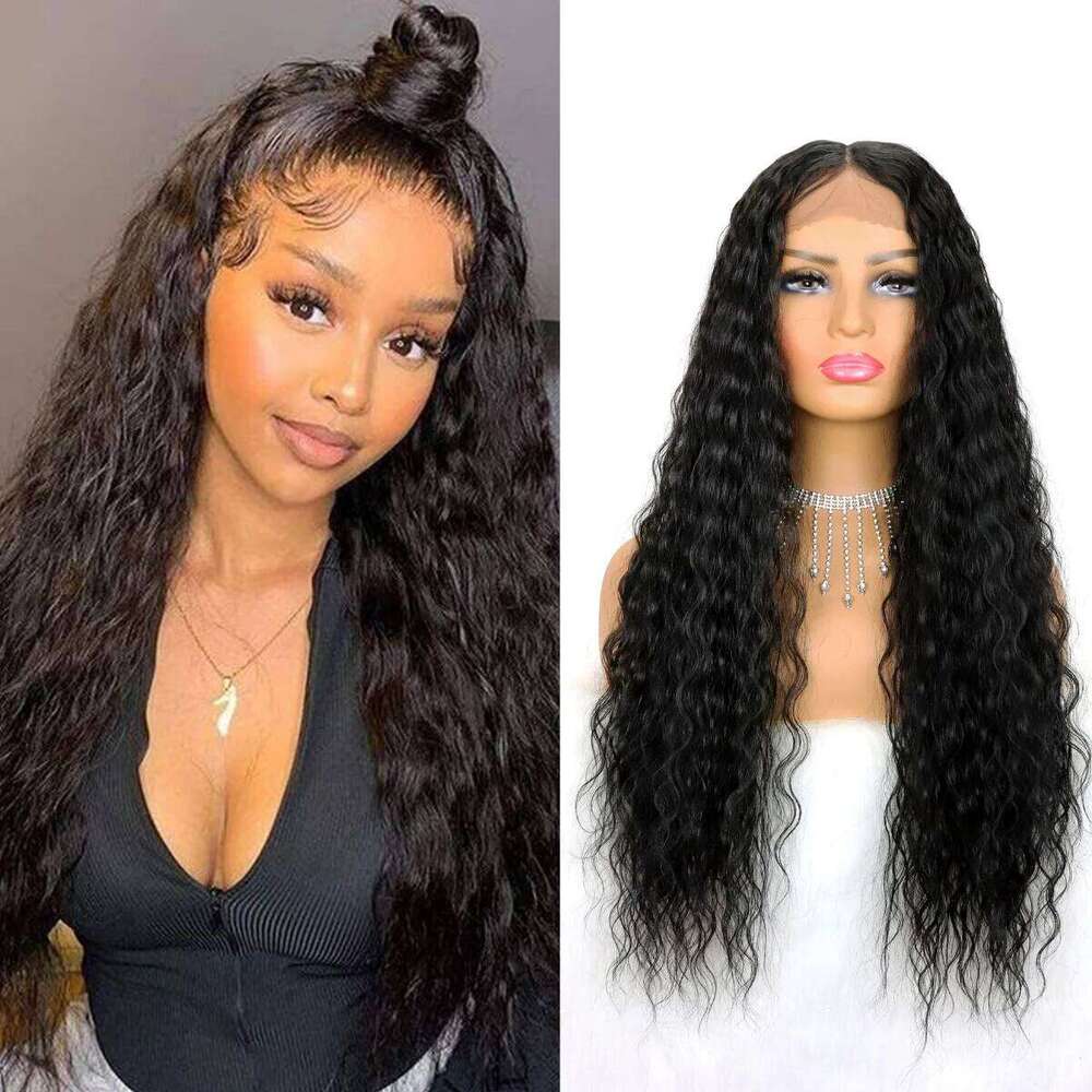 Wave Frontal 13X4 Deep for Black Women Curly Synthetic Front Wig Glueless Lace Wigs