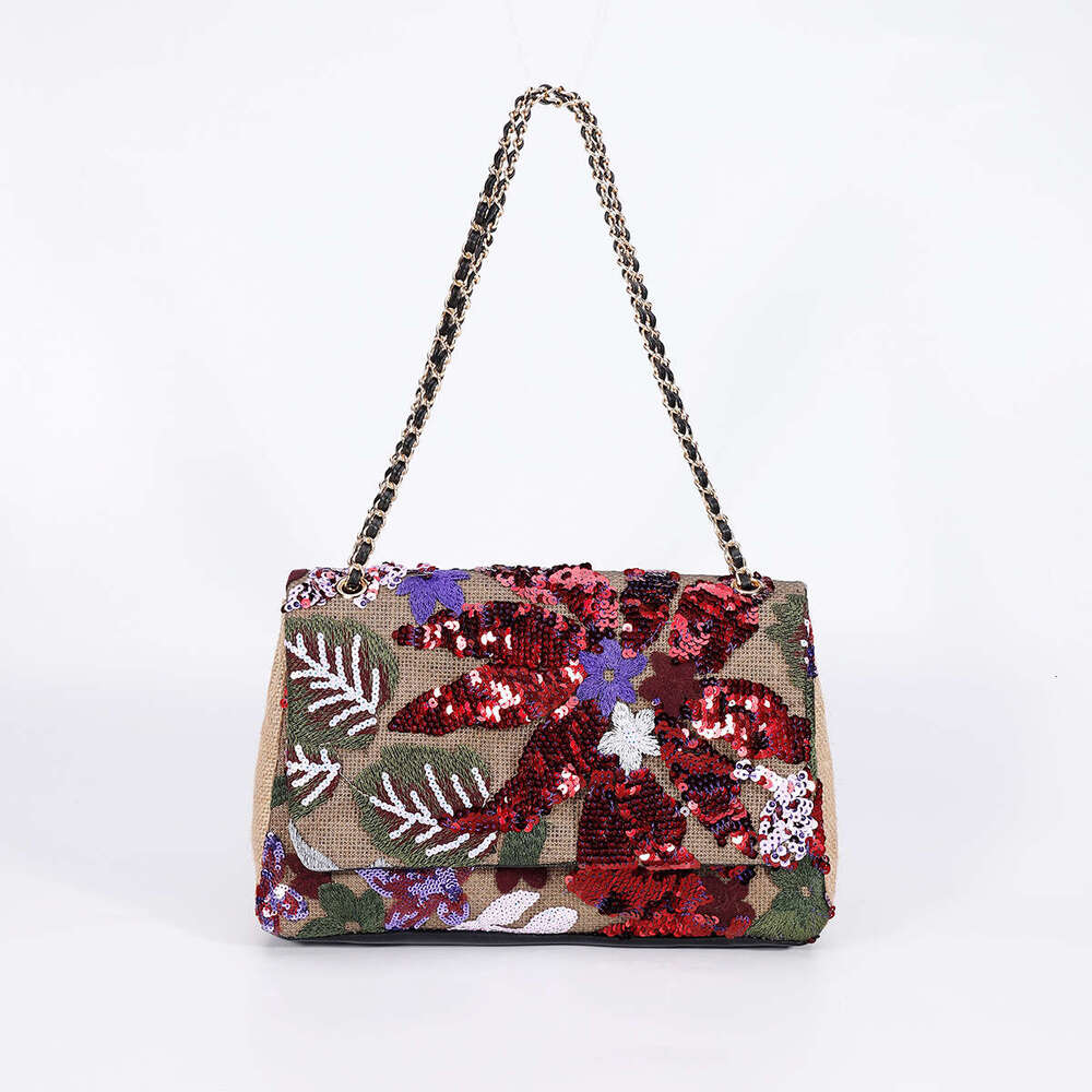Women's handbag Shoulder bag Summer New Woven Straw High-End Large Capacity Underarm Bag Embroidered Sequin