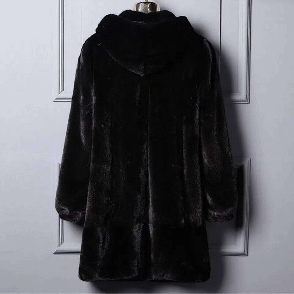 Women's Coat 9XL Thicken Parkas Middle-aged Mother Winter Hooded Mink Overcoat Fashion Warm Long Faux Fur Coats Female