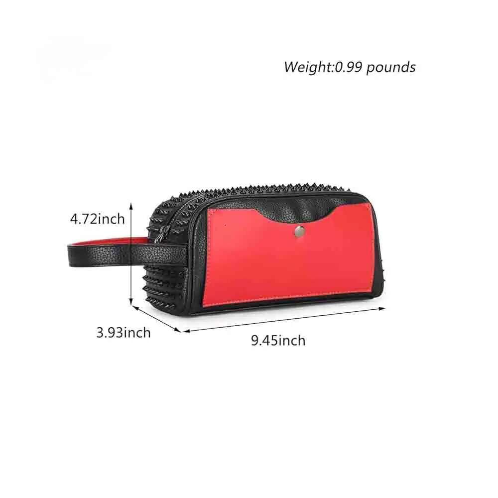 Rivets Clutch PU Leather Purses For Women Fashion Multi-Pocket Handbag Zipper Wallet Party Black