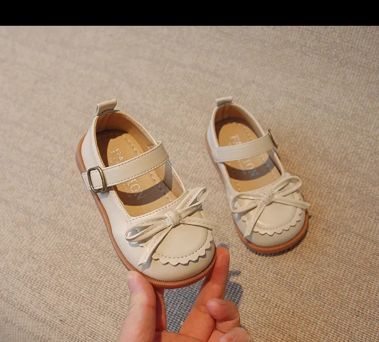 Little Girls Shoes Spring Autumn Kids Soft PU Leather Shoes For Girl School Mary Jane Cute Sweet Flats Shoes Brown Beige Black 250528