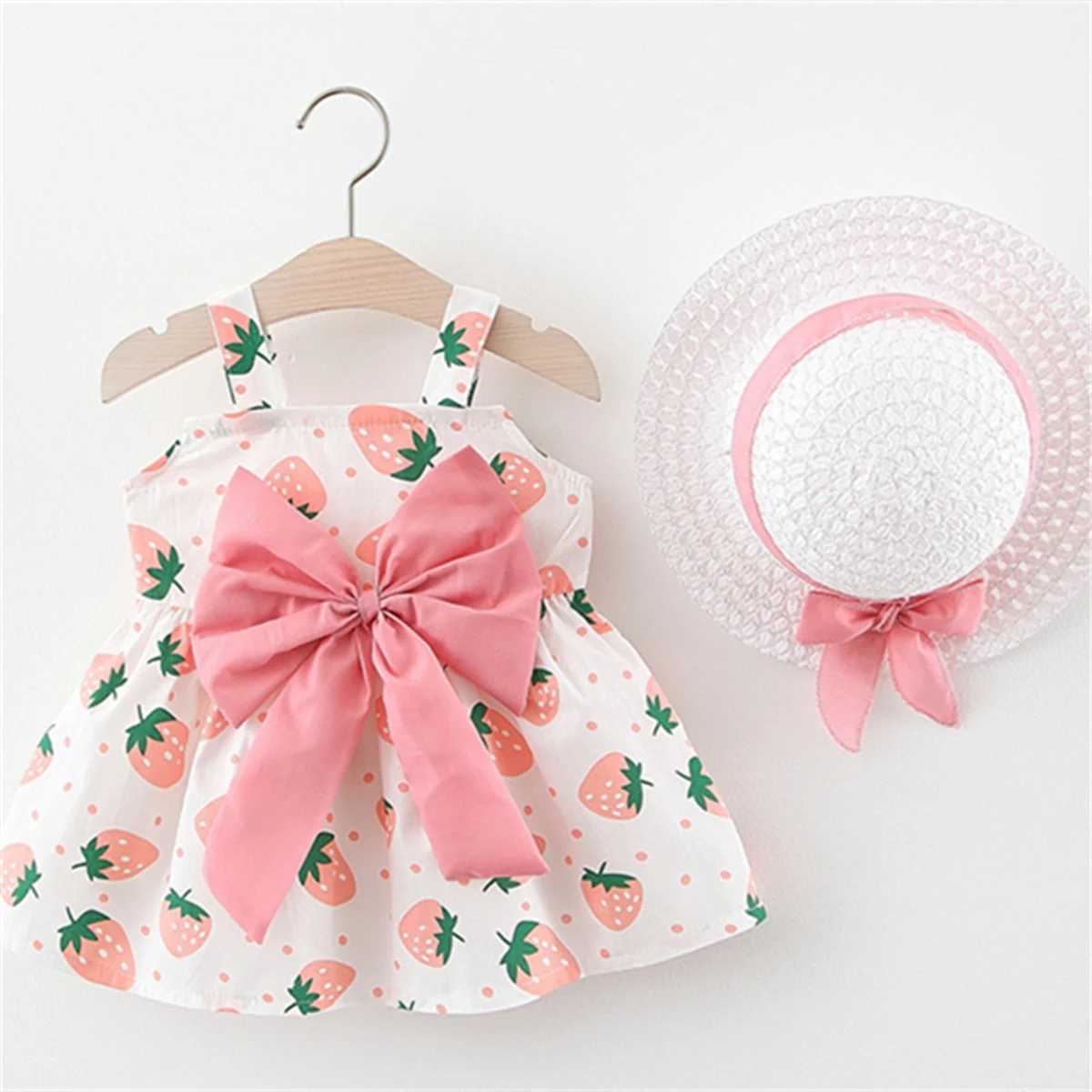 Summer New Girls Dress Baby Girl Dress Korean Version Floral Dress Baby Stylish Cotton Dress Bow Tie Hat Included X250528