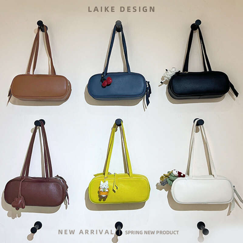 for Women New Top Layer Cowhide Bowling Korean Style Niche Baguette Genuine Leather Women's High-end Underarm Bag