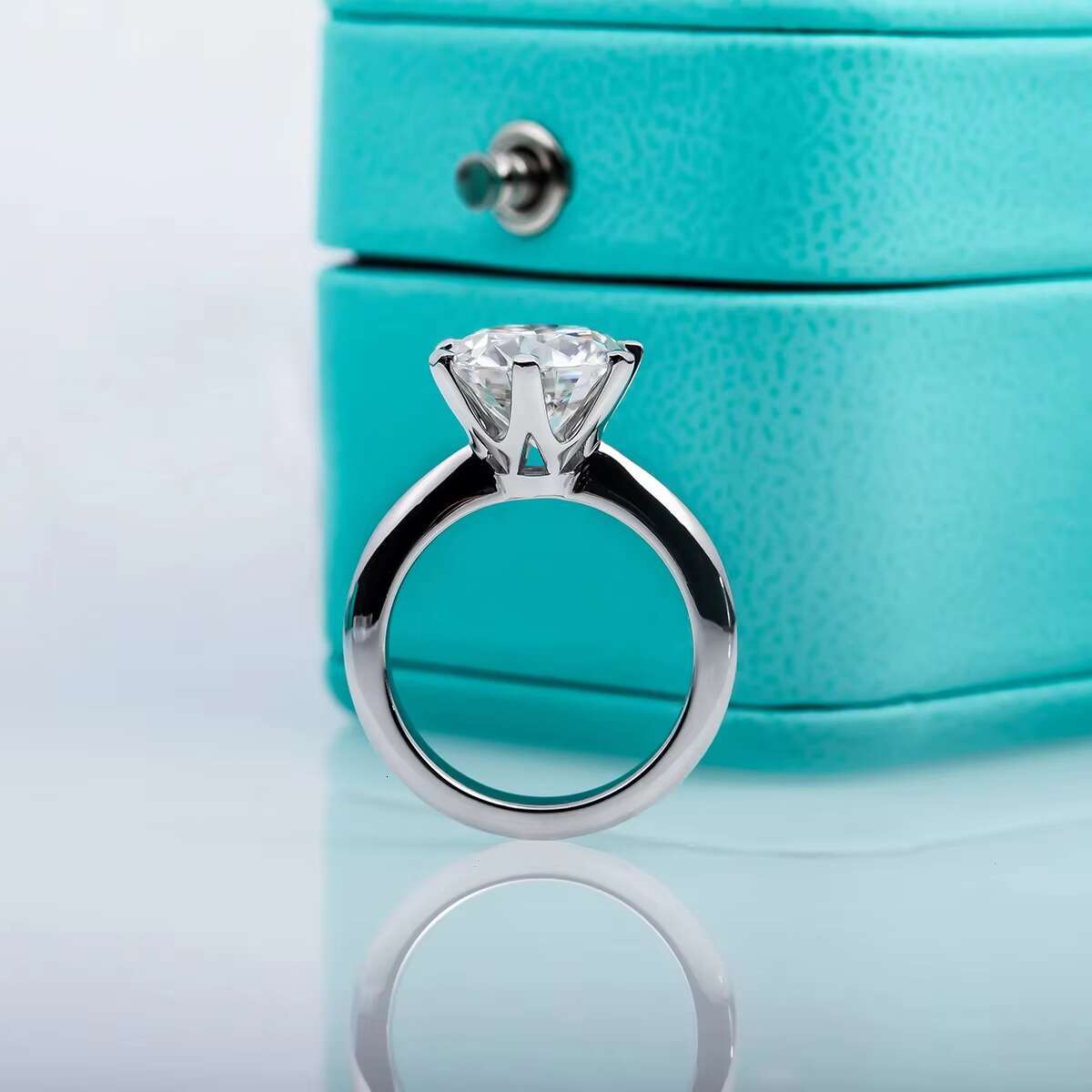 Luxurious Solitaire Moissanite Thick Band Ring 1-5CT Options in 925 Sterling Silver